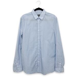 H&M Mens Sz L Button Down Shirt Longsleeve Light Blue Collared Dress Shirt